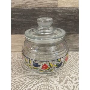 Floral design sugar Jar Apothecary Jar Design Lid Holder Kitchen Storage